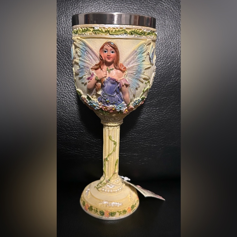 Decorative Fantasy Fairy Goblet 7.5” H 3”D Multicolor